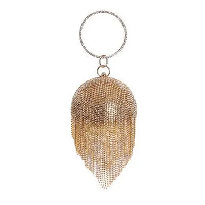 TEEK - Ball Tassel Crystal Wristlet Clutches