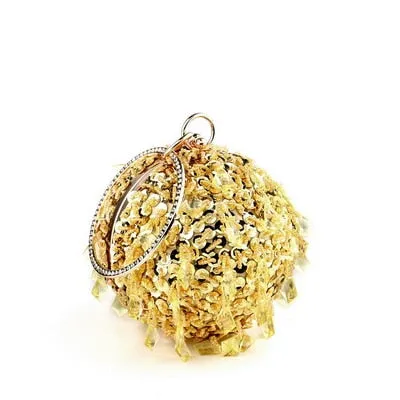 TEEK - Ball Tassel Crystal Wristlet Clutches