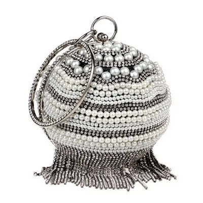 TEEK - Ball Tassel Crystal Wristlet Clutches