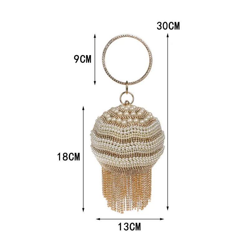 TEEK - Ball Tassel Crystal Wristlet Clutches