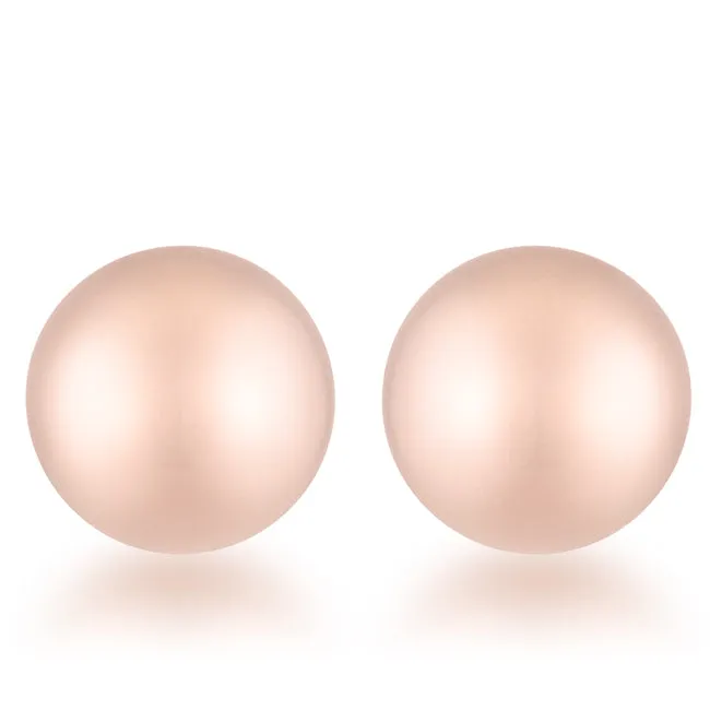 Tina Rose Gold Sphere Stud Earrings - 8mm | Stainless Steel