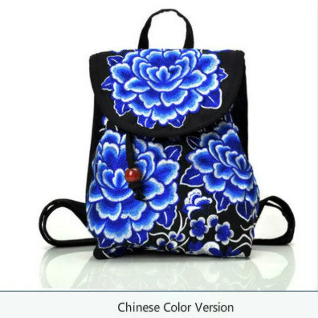 WALLIKE brand Lady New Embroidery Unique Nice School Bag Ethinic Travel Rucksack Shoulder Bags Women National Style Backpack