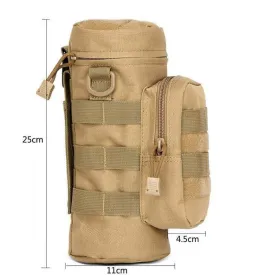 Water Bottle Pouch Case Water-repellent Zipper Tactical Military Pack Bag for Travel Climbing