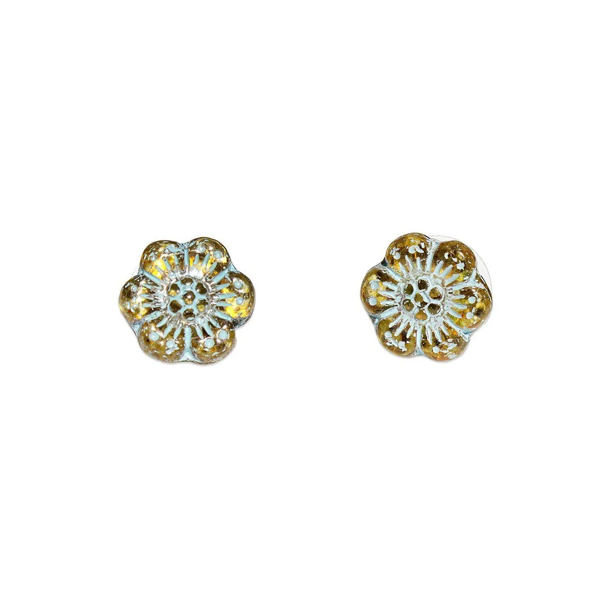 White Wild Rose Flower Stud Earrings