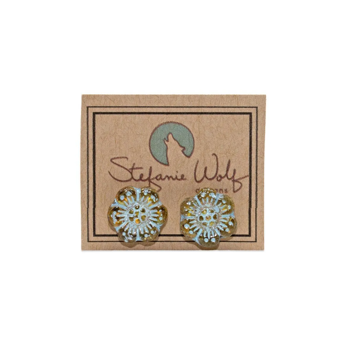 White Wild Rose Flower Stud Earrings