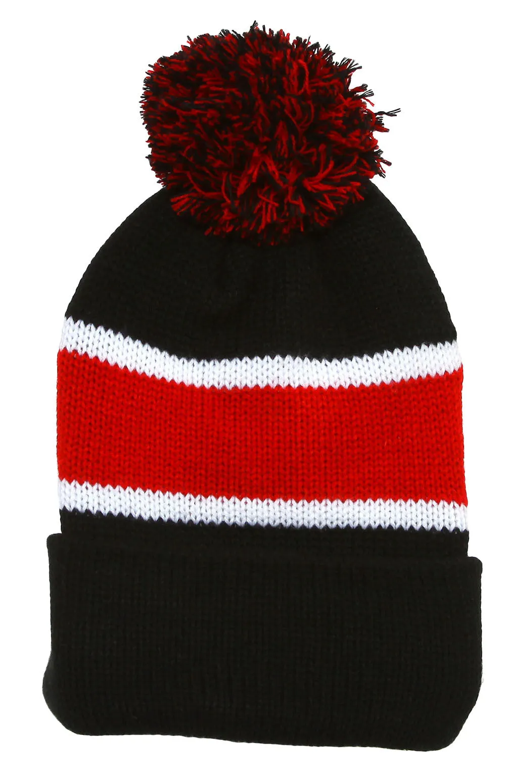 Winter Striped Beanie with Pom