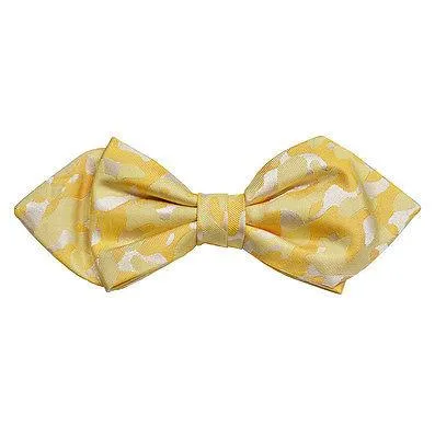 Yellow Camouflage Silk Bow Tie by Paul Malone